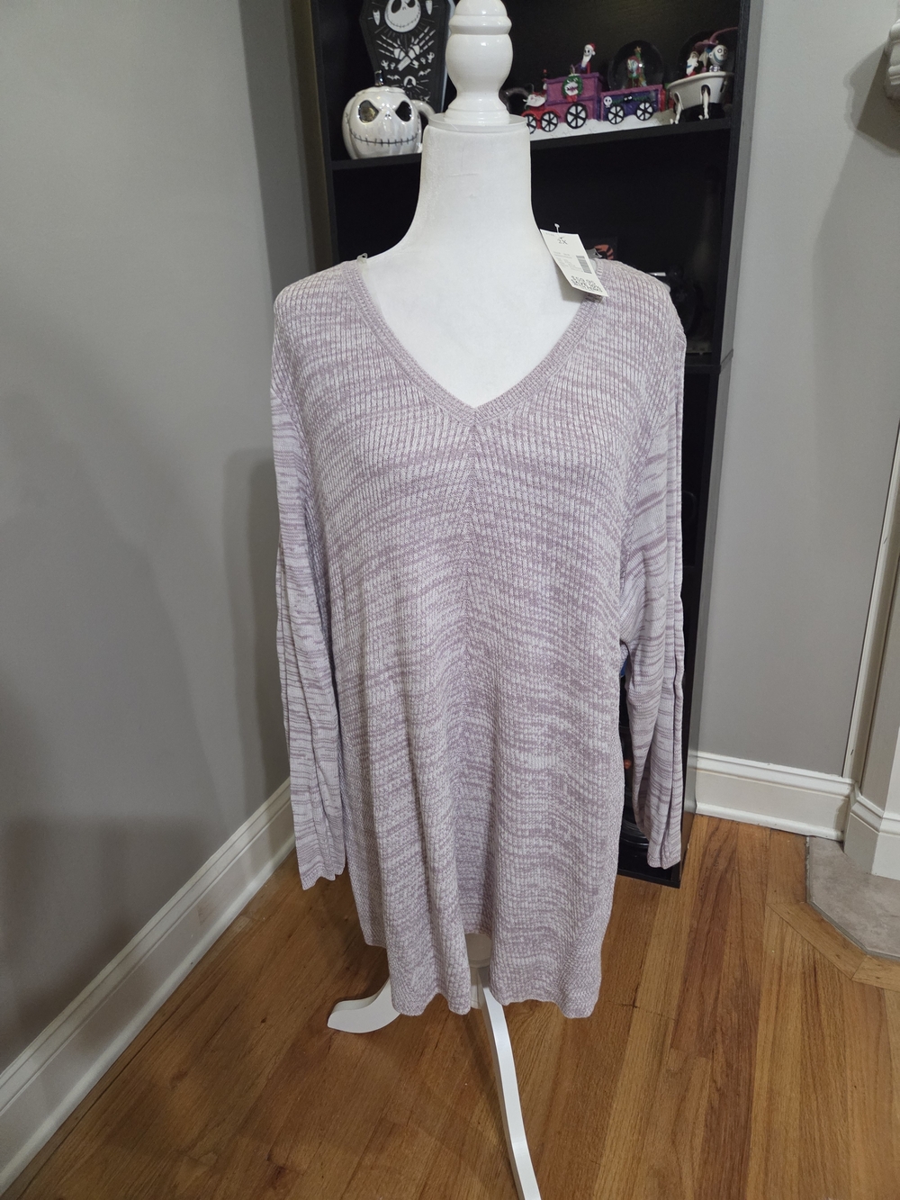 Catherines Lavender Heathered V-Neck Long Sleeve Sweater